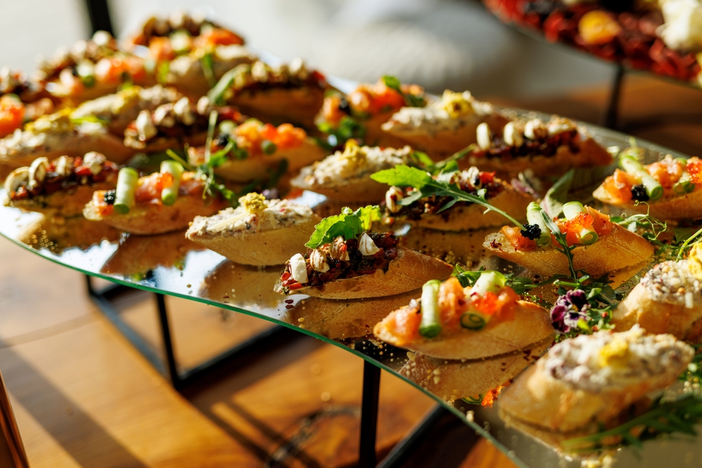 A,Vibrant,Array,Of,Gourmet,Bruschetta,Topped,With,Fresh,Ingredients